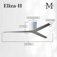 56-Inch Hugger Eliza 3-Blade Flush Mount Ceiling Fan Without Light Kit