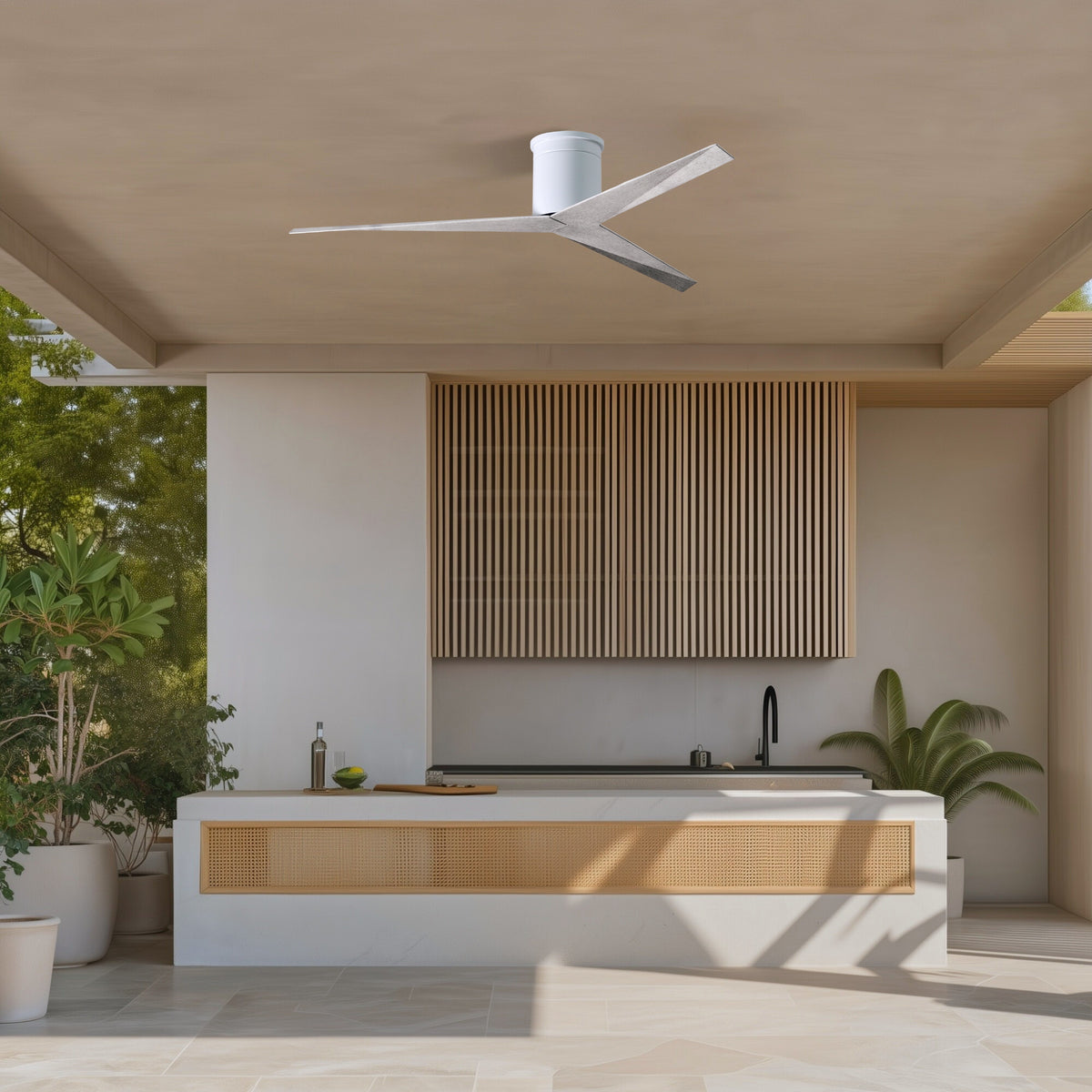 56-Inch Hugger Eliza 3-Blade Flush Mount Ceiling Fan Without Light Kit