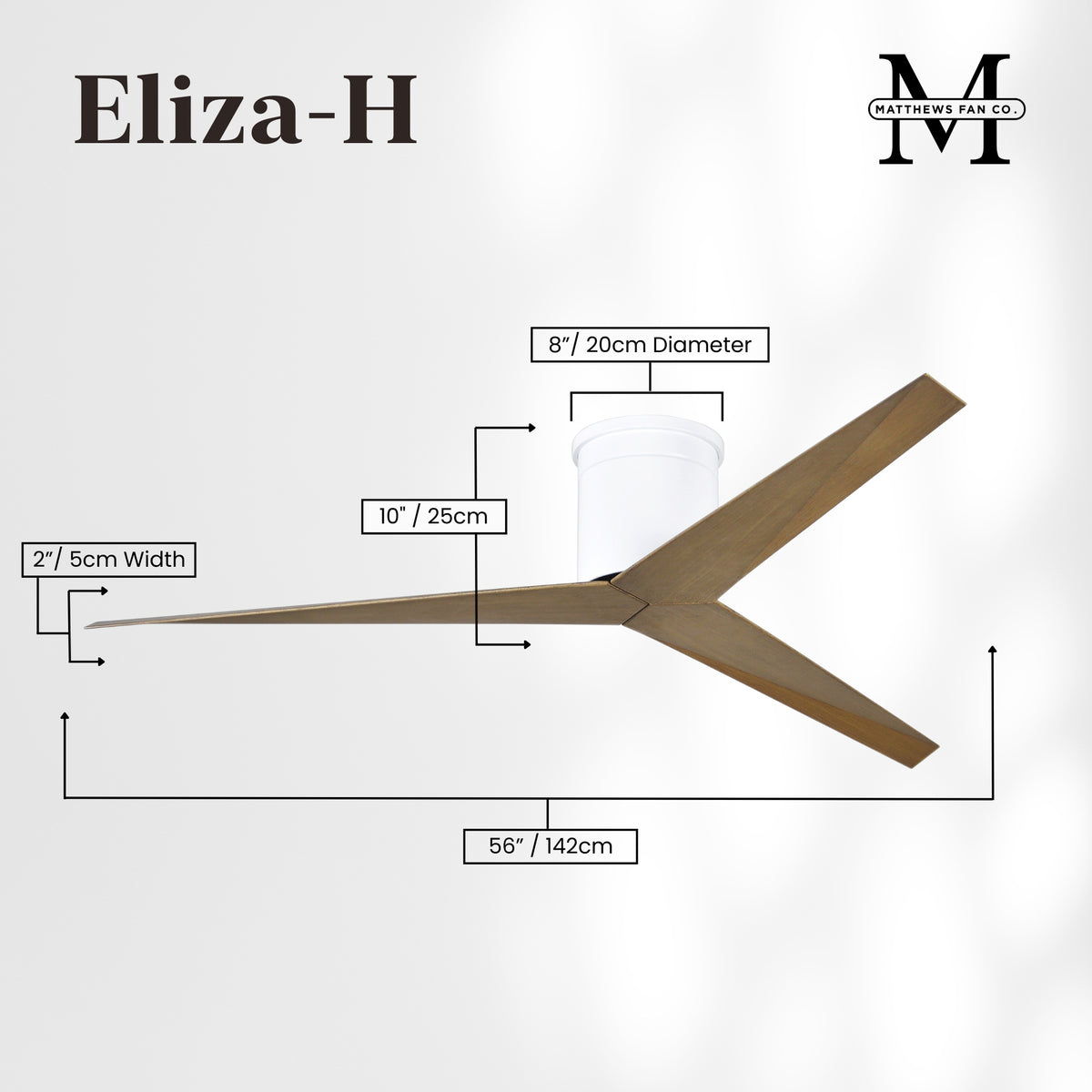 56-Inch Hugger Eliza 3-Blade Flush Mount Ceiling Fan Without Light Kit