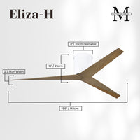 56-Inch Hugger Eliza 3-Blade Flush Mount Ceiling Fan Without Light Kit