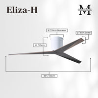 56-Inch Hugger Eliza 3-Blade Flush Mount Ceiling Fan Without Light Kit