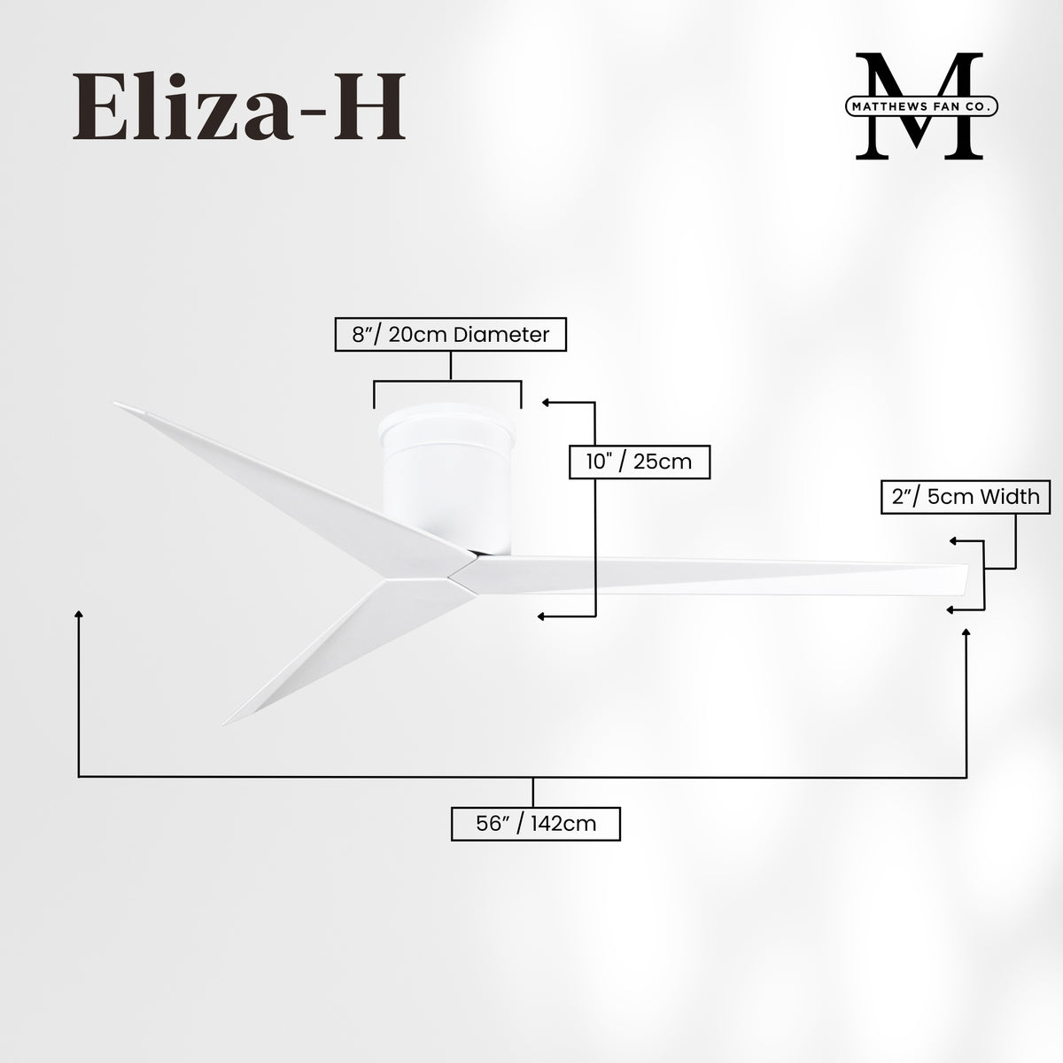 56-Inch Hugger Eliza 3-Blade Flush Mount Ceiling Fan Without Light Kit
