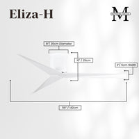 56-Inch Hugger Eliza 3-Blade Flush Mount Ceiling Fan Without Light Kit