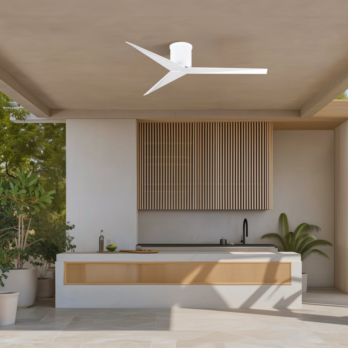 56-Inch Hugger Eliza 3-Blade Flush Mount Ceiling Fan Without Light Kit