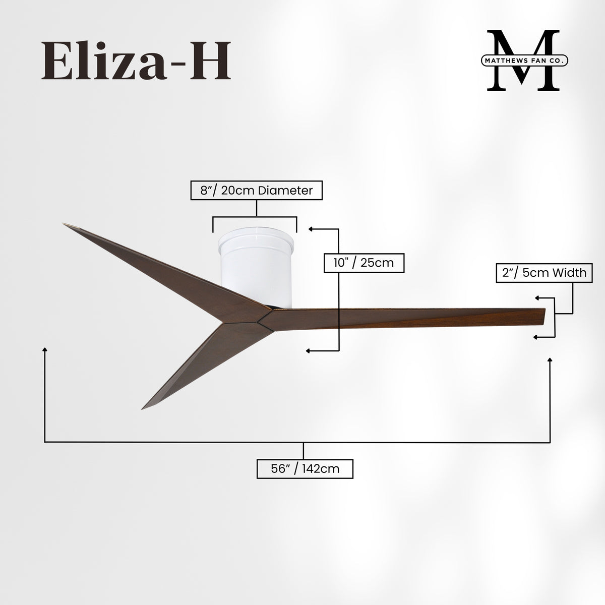 56-Inch Hugger Eliza 3-Blade Flush Mount Ceiling Fan Without Light Kit