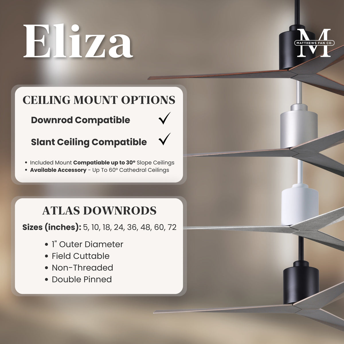 56-Inch Eliza 3-Blade Ceiling Fan Without Light Kit