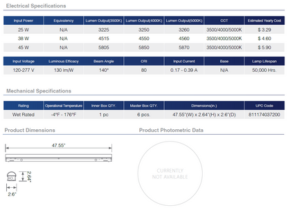 Commercial LED 4 ft. Vapor Tight Strip Light