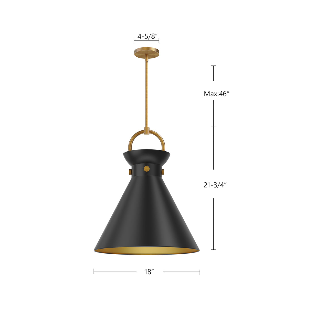 Emerson 18-in Black 1 Light Socket Pendant