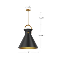 Emerson 18-in Black 1 Light Socket Pendant