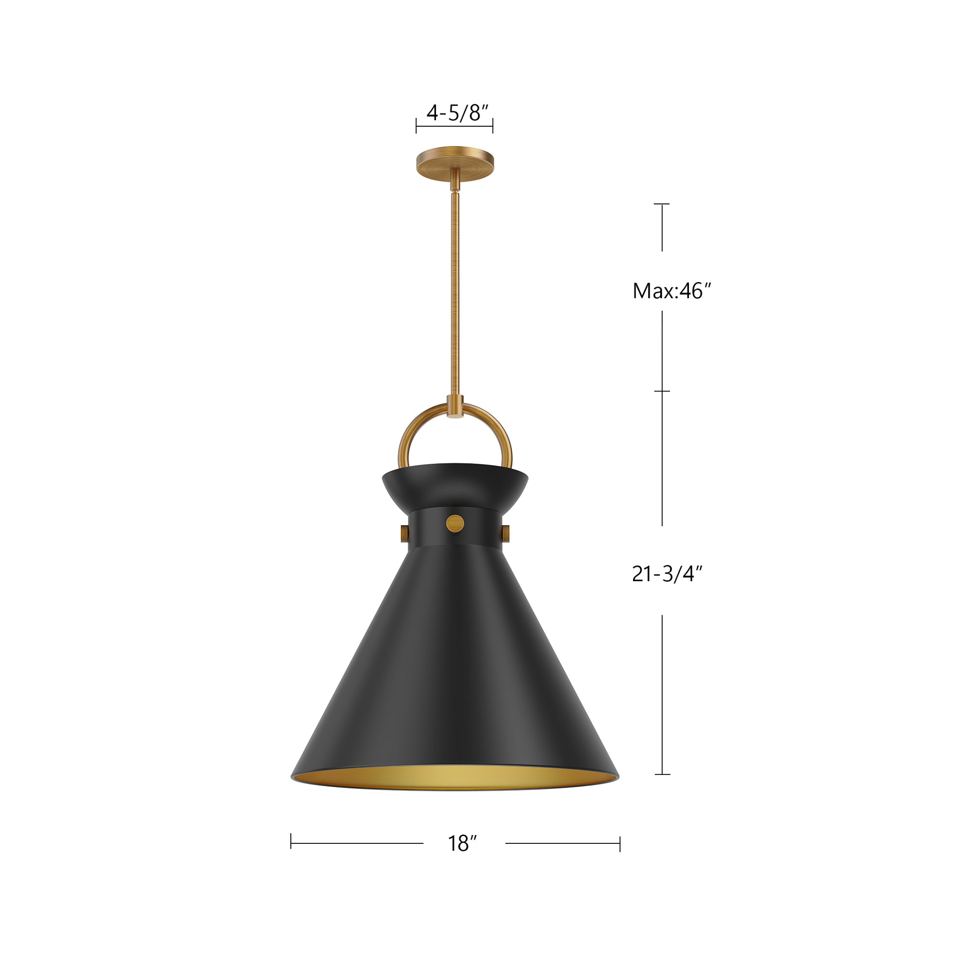 Emerson 18-in Black 1 Light Socket Pendant