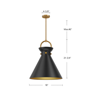 Emerson 18-in Black 1 Light Socket Pendant