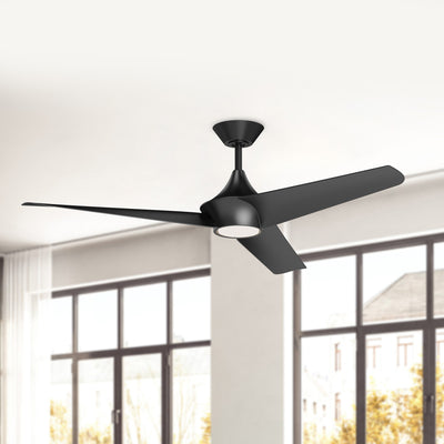 Emiko 56-in Matte Black Reversible DC LED Ceiling Fan