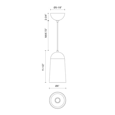 Emil 6-in Steel Pendant