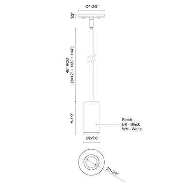 Nordic 5-in Slim Wet-Rated Outdoor Cylinder Pendant (2-in Dia.)