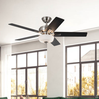 Erikson 52-in Brushed Nickel Pull Chain Ceiling Fan with Bulbs
