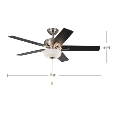 Erikson 52-in Matte Black Pull Chain Ceiling Fan with Bulbs