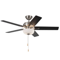 Erikson 52-in Brushed Nickel Pull Chain Ceiling Fan with Bulbs