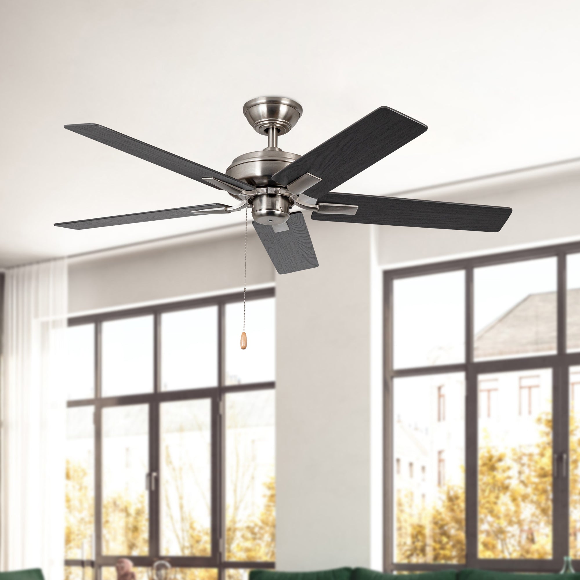 Erikson 52-in Brushed Nickel Reversible AC Ceiling Fan