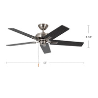 Erikson 52-in Brushed Nickel Reversible AC Ceiling Fan