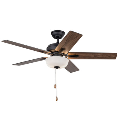 Erikson 52-in Matte Black Pull Chain Ceiling Fan with Bulbs