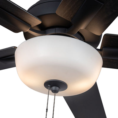 Erikson 52-in Matte Black Pull Chain Ceiling Fan with Bulbs