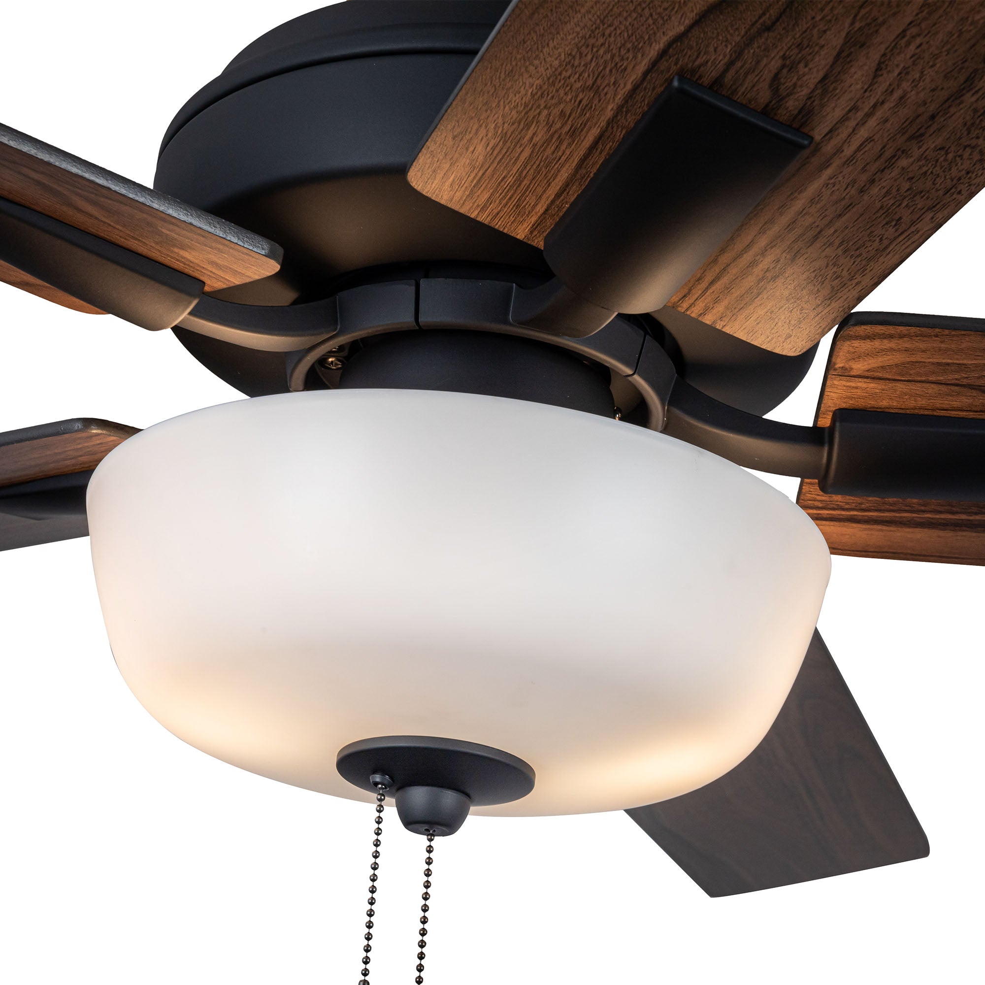 Erikson 52-in Matte Black Pull Chain Ceiling Fan with Bulbs