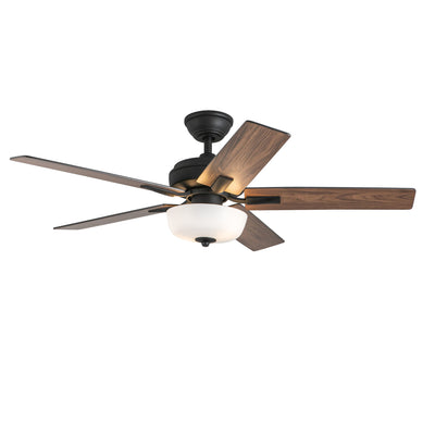 Erikson 52-in Matte Black Ceiling Fan with Bulbs