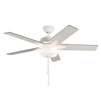 Erikson 52-in White Pull Chain Ceiling Fan with Bulbs