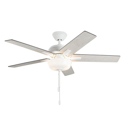 Erikson 52-in White Pull Chain Ceiling Fan with Bulbs