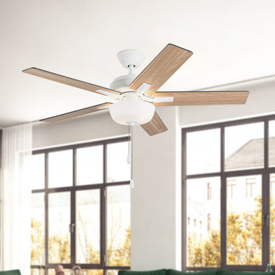 Erikson 52-in White Pull Chain Ceiling Fan with Bulbs
