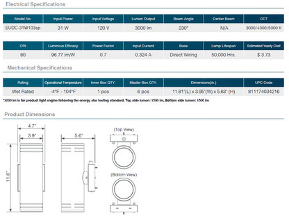 Modern LED Wall Light – 31W Outdoor Up & Down Residential Fixture