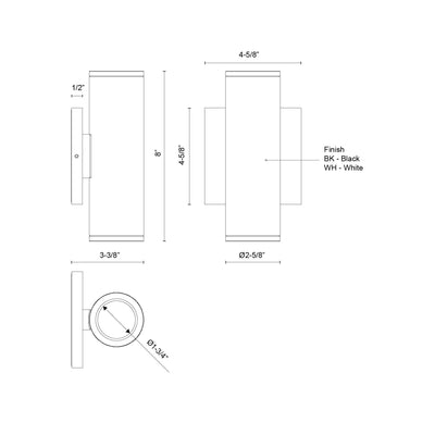 Nordic 8-in (2-in Dia.) Aluminum Outdoor Wall Light