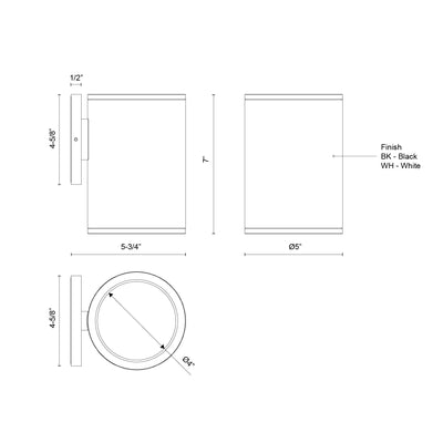 Nordic 7-in (5-in Dia.) Aluminum Outdoor Wall Light