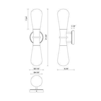 Marcel 5-in Black 2 Lights Outdoor Wall Sconce