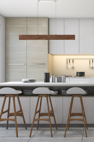 Artisan Wood 39" Linear Pendant Lighting 20W Walnut Fixture