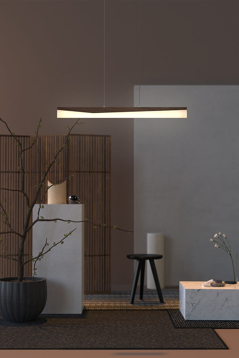 Artisan Wood 4ft Linear Pendant Lighting 20W Walnut Fixture