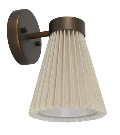 Amore 1 Light Bronze Linen Wall Sconce with Pleated Shade