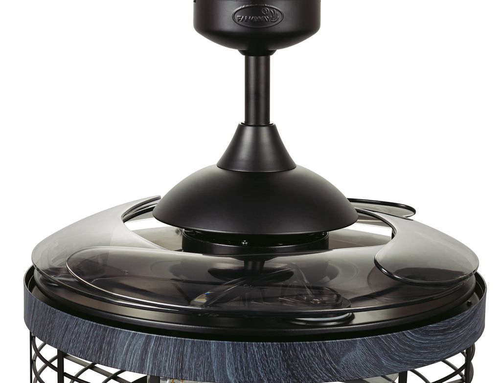48 Inch Black Koa Retractable Blade Ceiling Fan