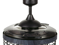 48 Inch Black Koa Retractable Blade Ceiling Fan