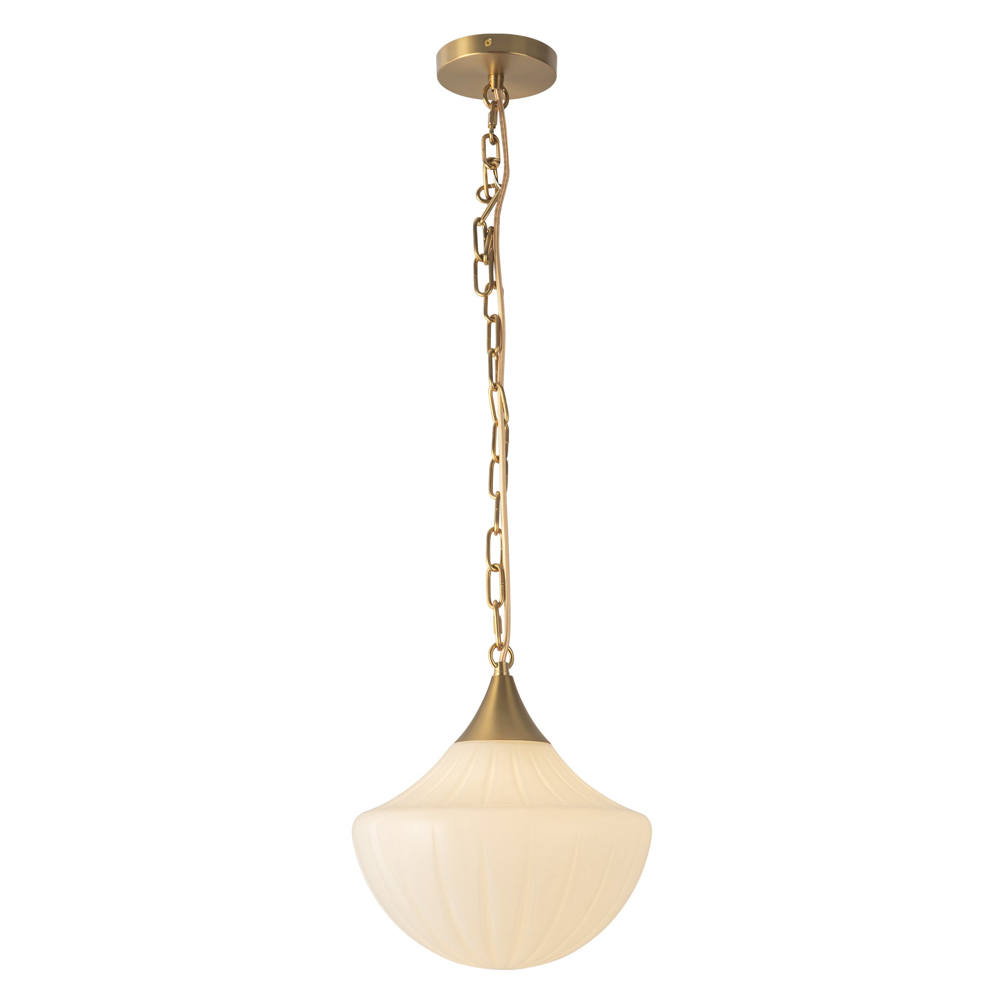 Farrah 12-in Amber Ribbed Glass Socket Pendant