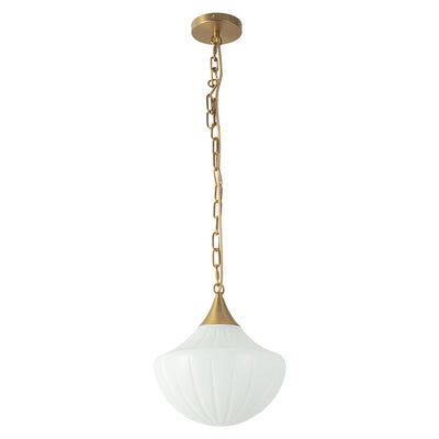 Farrah 12-in Amber Ribbed Glass Socket Pendant