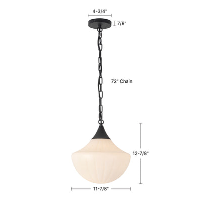 Farrah 12-in Amber Ribbed Glass Socket Pendant