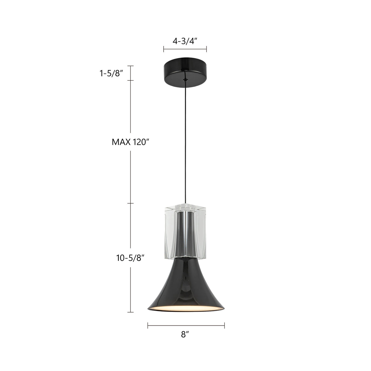 Floe 8-in Steel Pendant