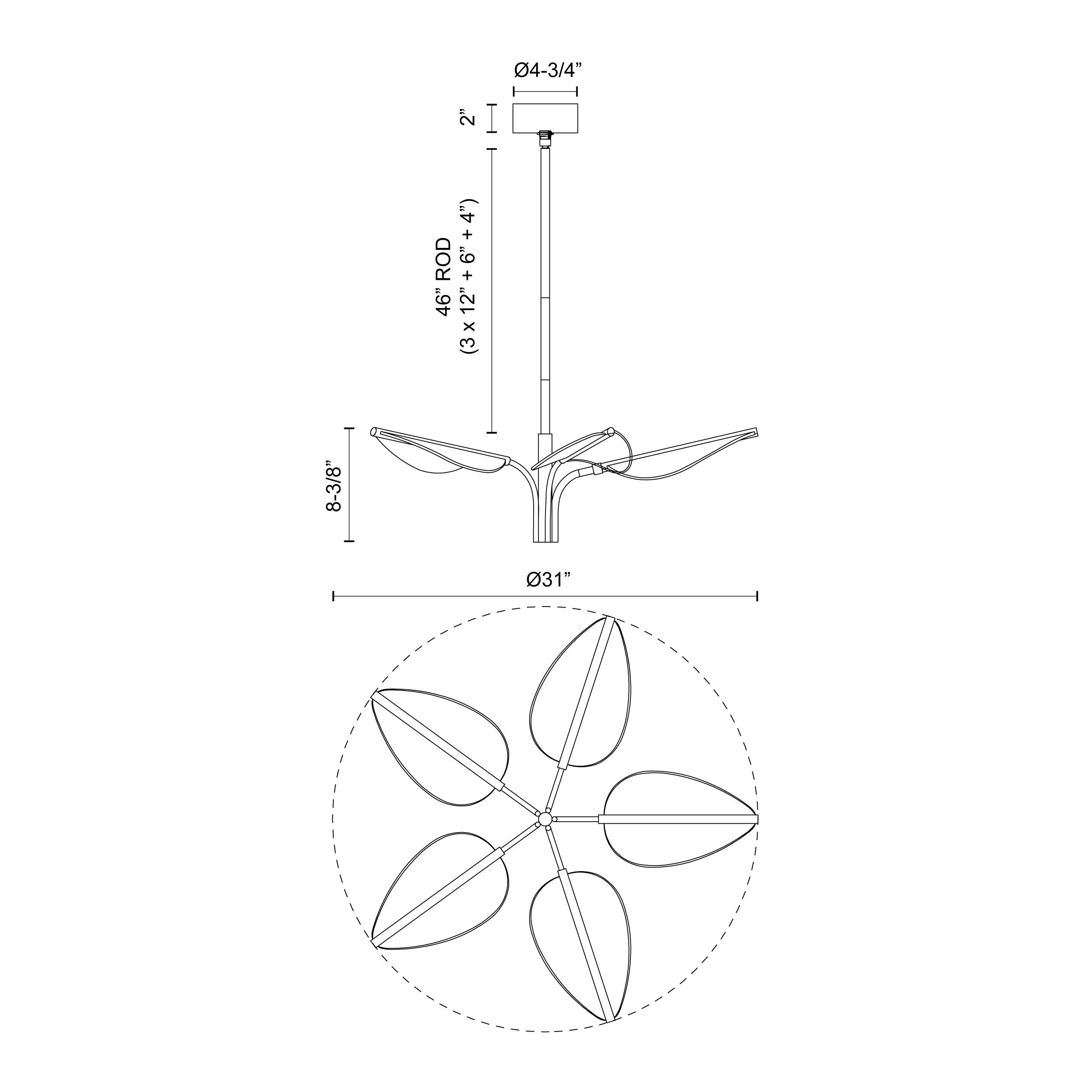 Flora 5 Head Steel Pendant