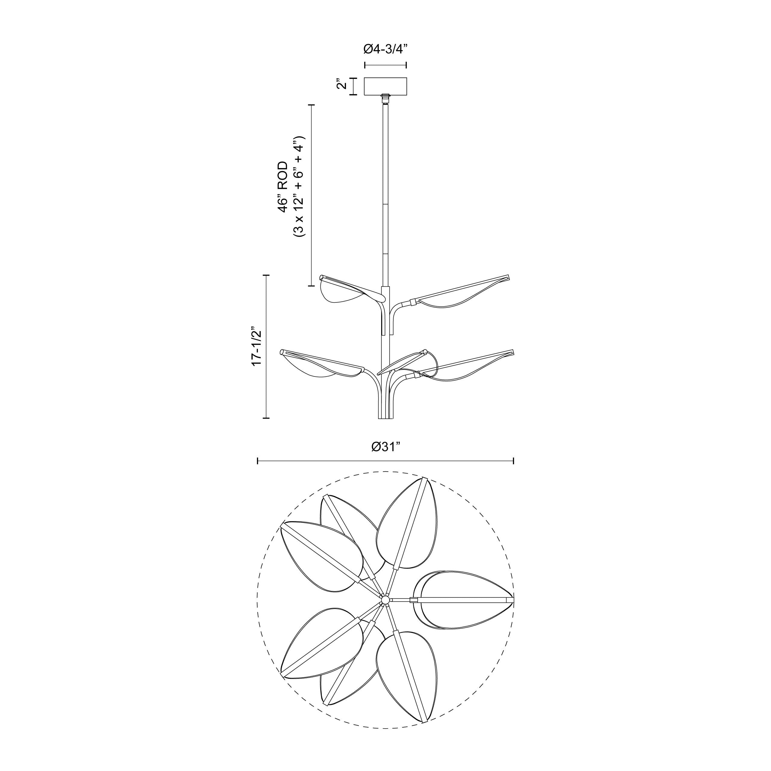 Flora 8 Head Steel Pendant