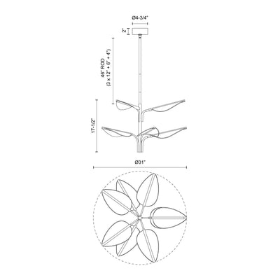 Flora 8 Head Steel Pendant