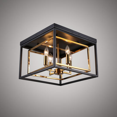 15-in Aged Brass/Matte Black Flush Mount Dimmable 160W