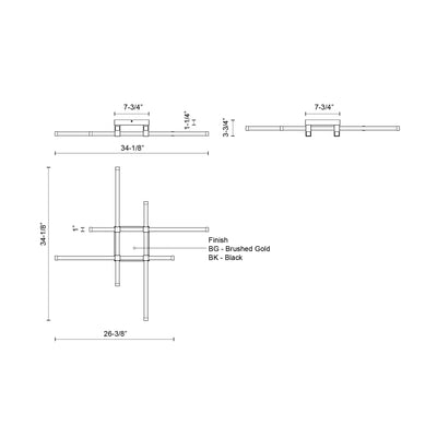 Blade 34-in Aluminum Flush Mount