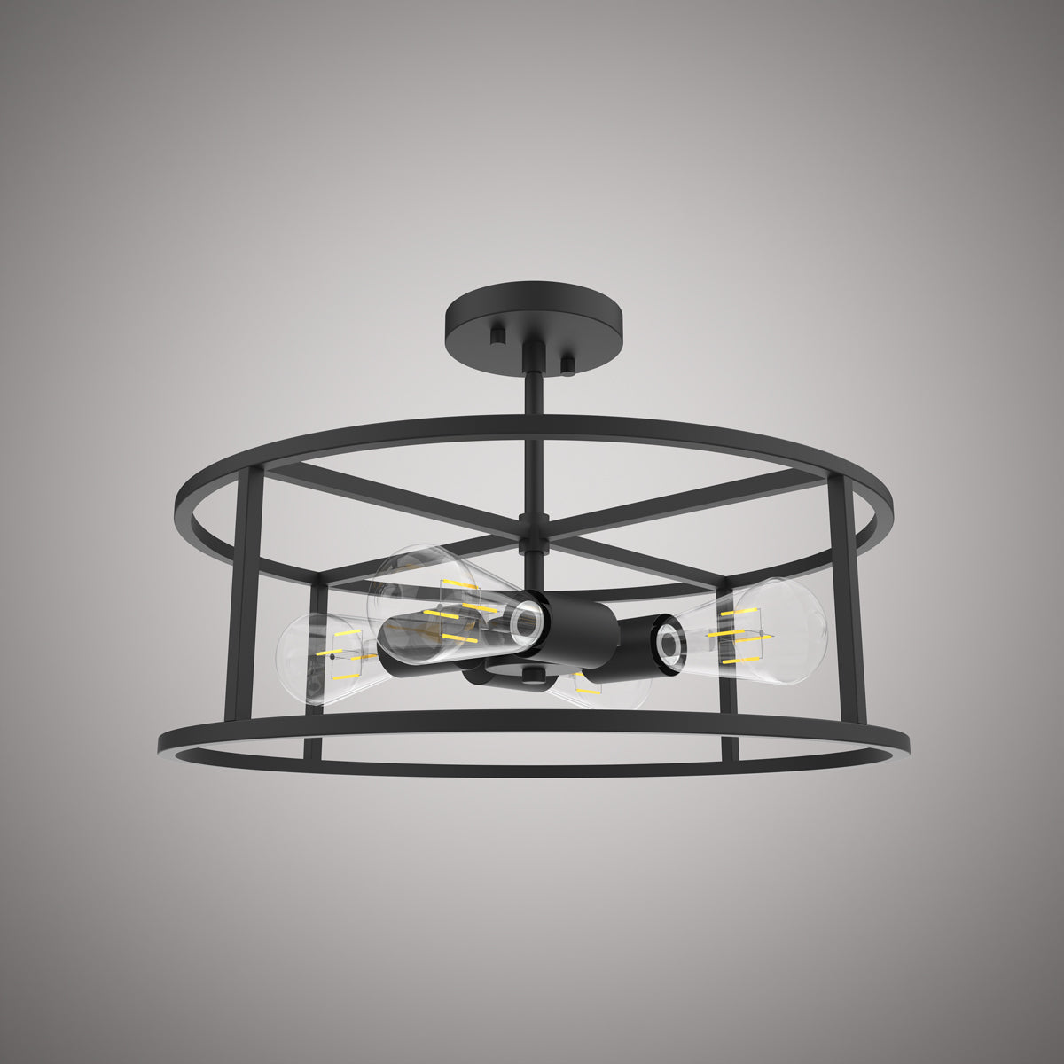 18-inch Matte Black Dimmable Flush Mount Ceiling Light