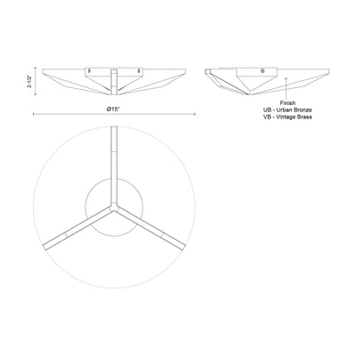 Tachi 15-in Steel Flush Mount